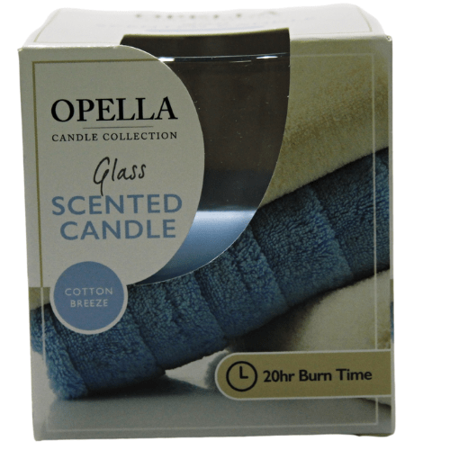 Opella Scented Candle In Glass Jar Cotton Breeze Fragrance 5 x 6.5 cm CDJARC (Parcel Rate)