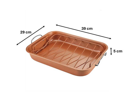 Metal Oven Roasting Tray Pan with Rack 39 x 29 x 5 cm 9130 (Parcel rate)