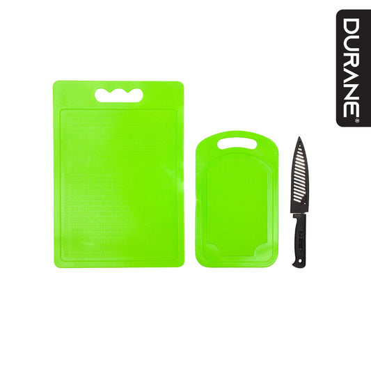 Plastic Chopping Board with Knife Set of 3 Assorted Colours 2938 / 9811 (Parcel Rate)