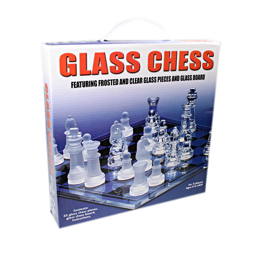 Traditional Glass Chess Set Board Game 32 Pieces 30 x 30cm 3164 (Parcel Rate)