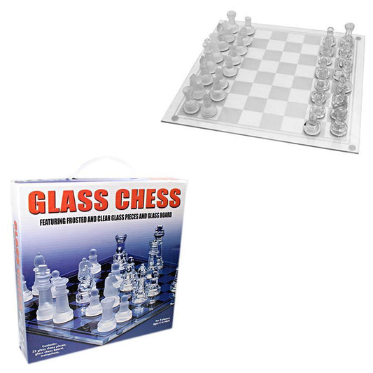 Traditional Glass Chess Set Board Game 32 Pieces 30 x 30cm 3164 (Parcel Rate)