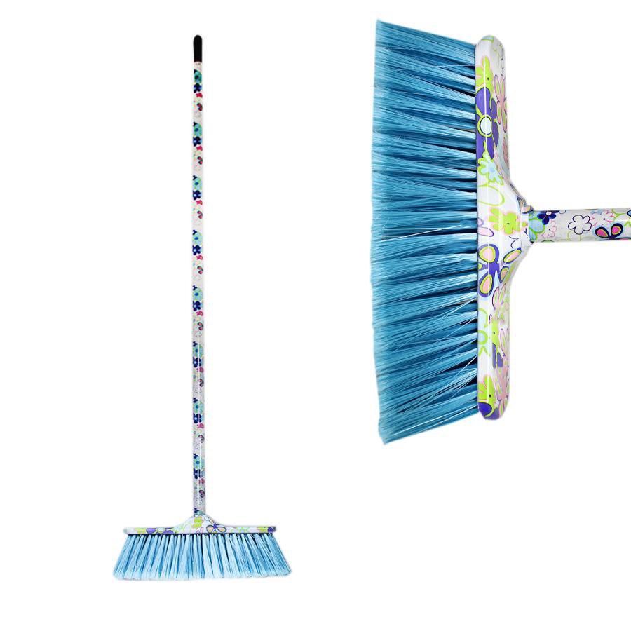 Indoor Sweeping Soft Bristles Brush Broom with Handle Assorted Designs and Colours 5107 (Big Parcel Rate)