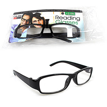 Plastic Calani Black Reading Glasses +1.50 BOX150 (Parcel Rate)