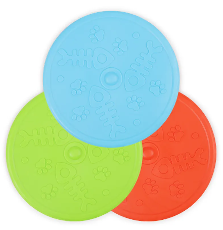 Pet Dog Toy Silicone Rubber Frisbee Flying Disc Assorted Colours 3043 A (Parcel Rate)