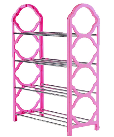 Plastic Shoe Organiser Rack 4 Tier 59 x 18 cm Assorted Colours 6813 (Big Parcel Rate)