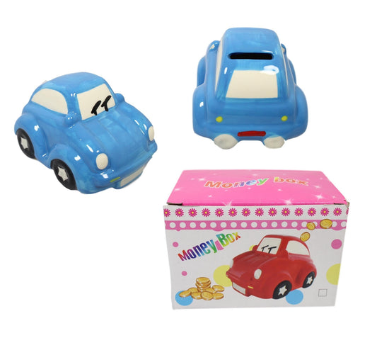 Children's Ceramic Car Money Box Piggy Bank  13 x 8 cm Assorted Colours 5598 (Parcel Rate)