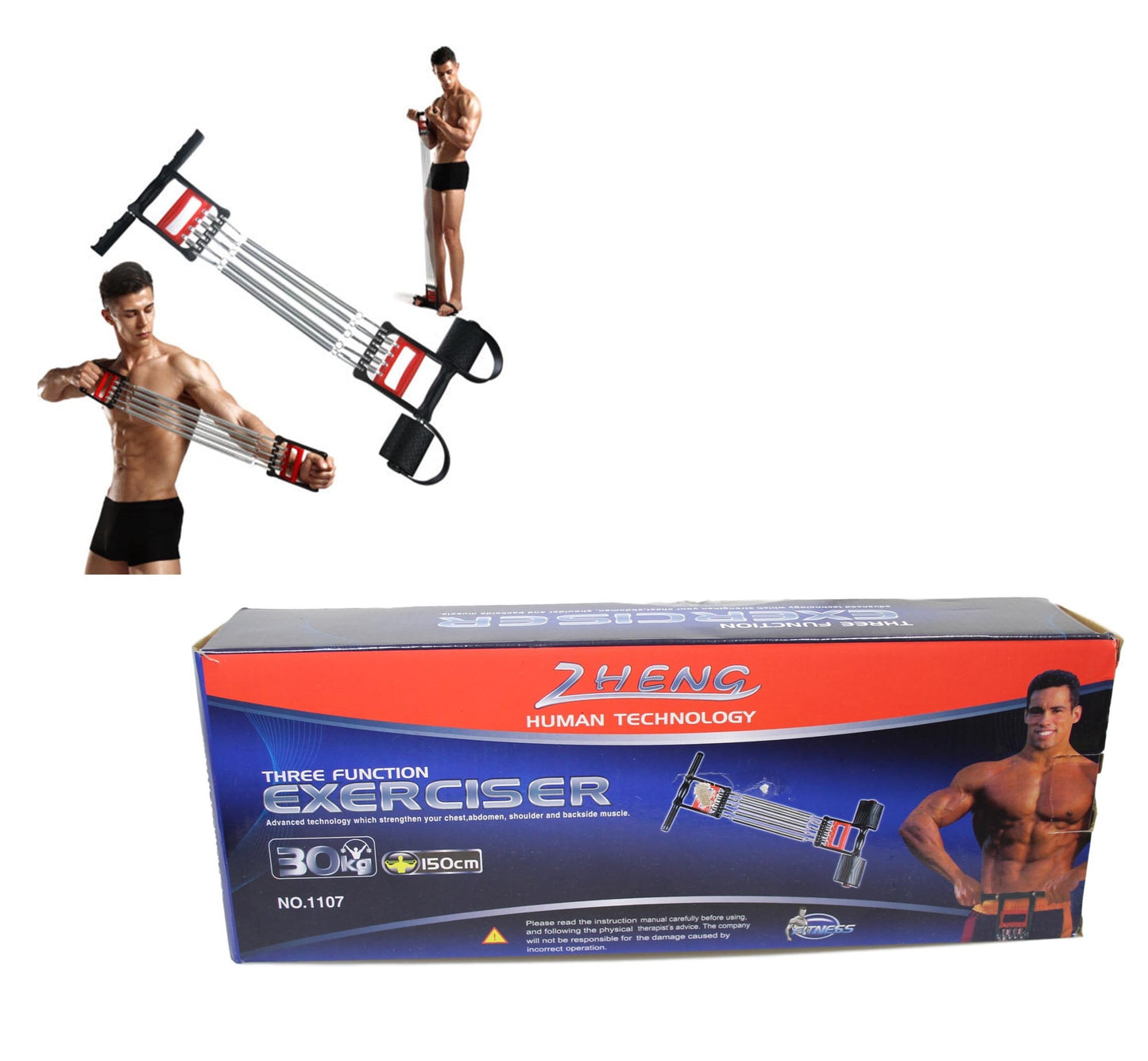 5 Spring Chest Expander 3 In 1 Pull Stretcher Gym Muscle Training Exerciser 30kg 5582 A W25  (Parcel Rate)