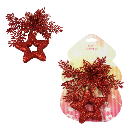 Christmas Tree Decoration Glitter Star Assorted Colours 1459 (Parcel Rate)