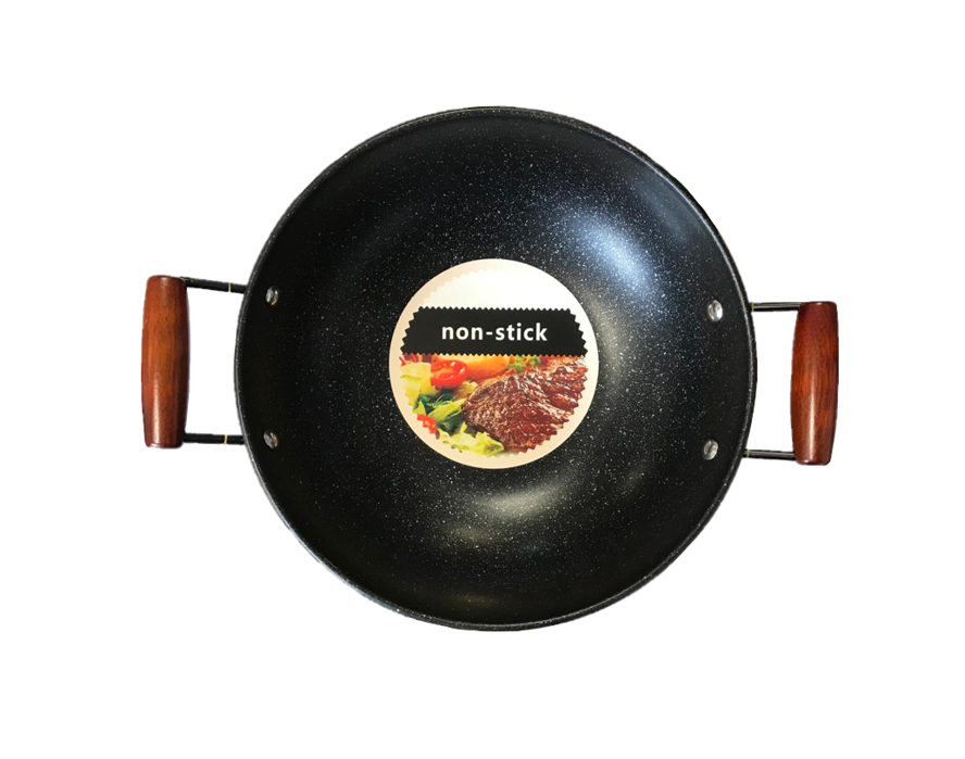 Double Handled Non Stick Wok 34cm Speckled Back DL9111 (Parcel Rate)