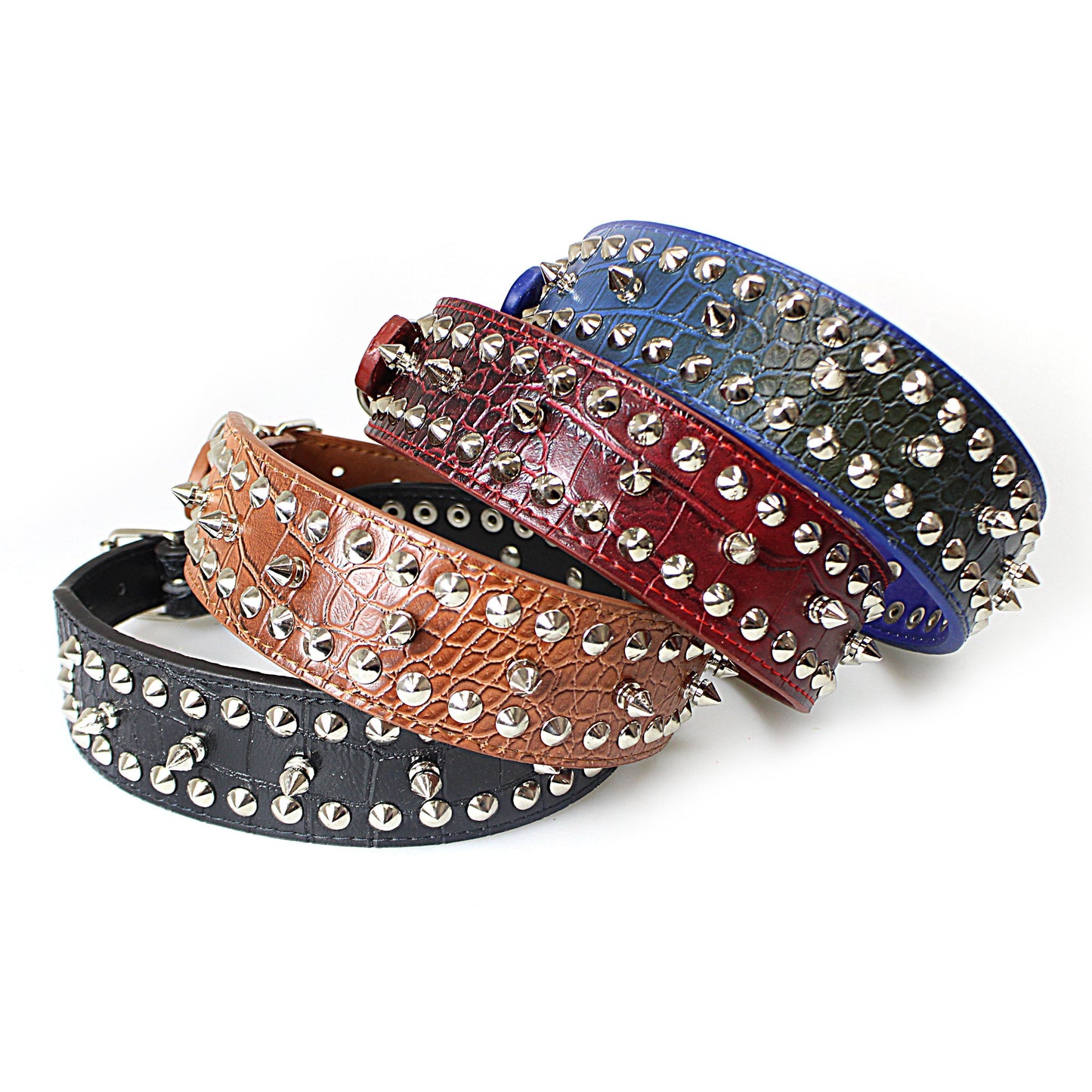 Pet Dog Adjustable PU Leather Studded Collar 56 cm Assorted Colours 2014 (Parcel Rate)