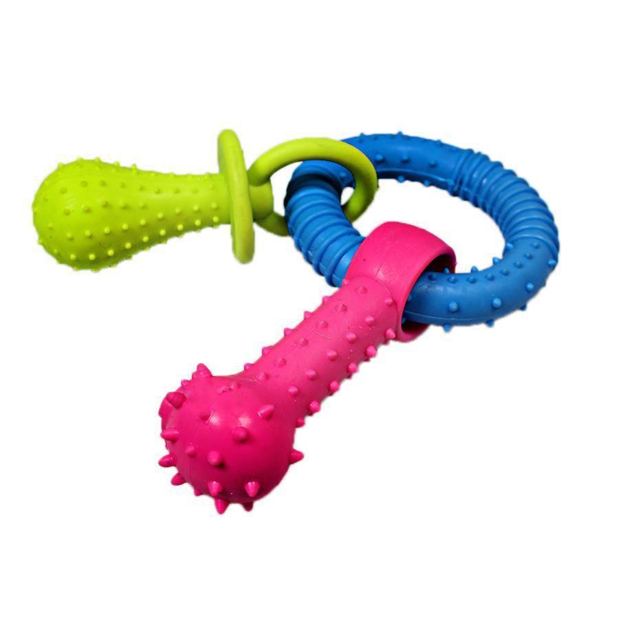 Pet Dog Chewing Toy Dummy Ring with Bone Assorted Colours 1817 (Parcel Rate)