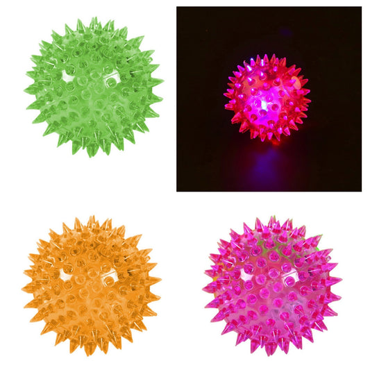 Pet Dog Flashing Light Up Spikey LED Ball Assorted Colours 0059 (Parcel Rate)