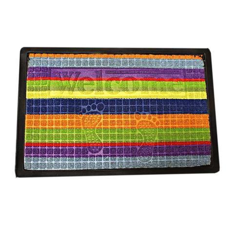 Welcome Door Mat Foot Design Polypropylene 40 x 60cm Assorted Colours 0474 A (Parcel Rate)