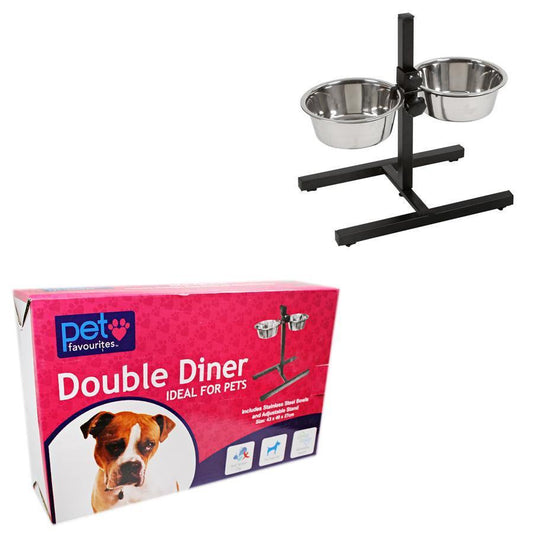 Pets Double Diner 2 Bowl Stand Adjustable Anti Splash Clip ST1698 / TWL1529 (Parcel Rate)