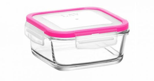 Glass Food Storage Container 375cc Assorted Colours FRS227KDP (Parcel Rate)