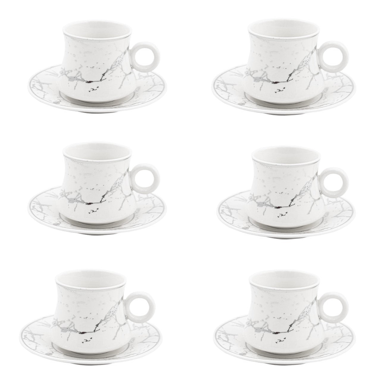 Durane Raku Tea Set 12pc White-Silver 175ml 10523 (Parcel rate)