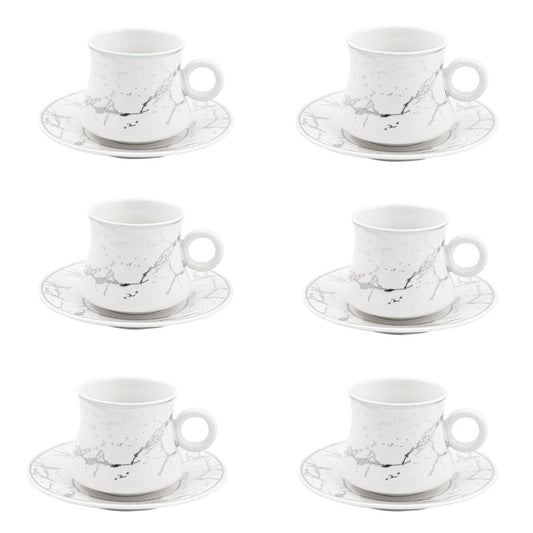 Durane Raku Tea Set 12pc White-Silver 175ml 10523 (Parcel rate)