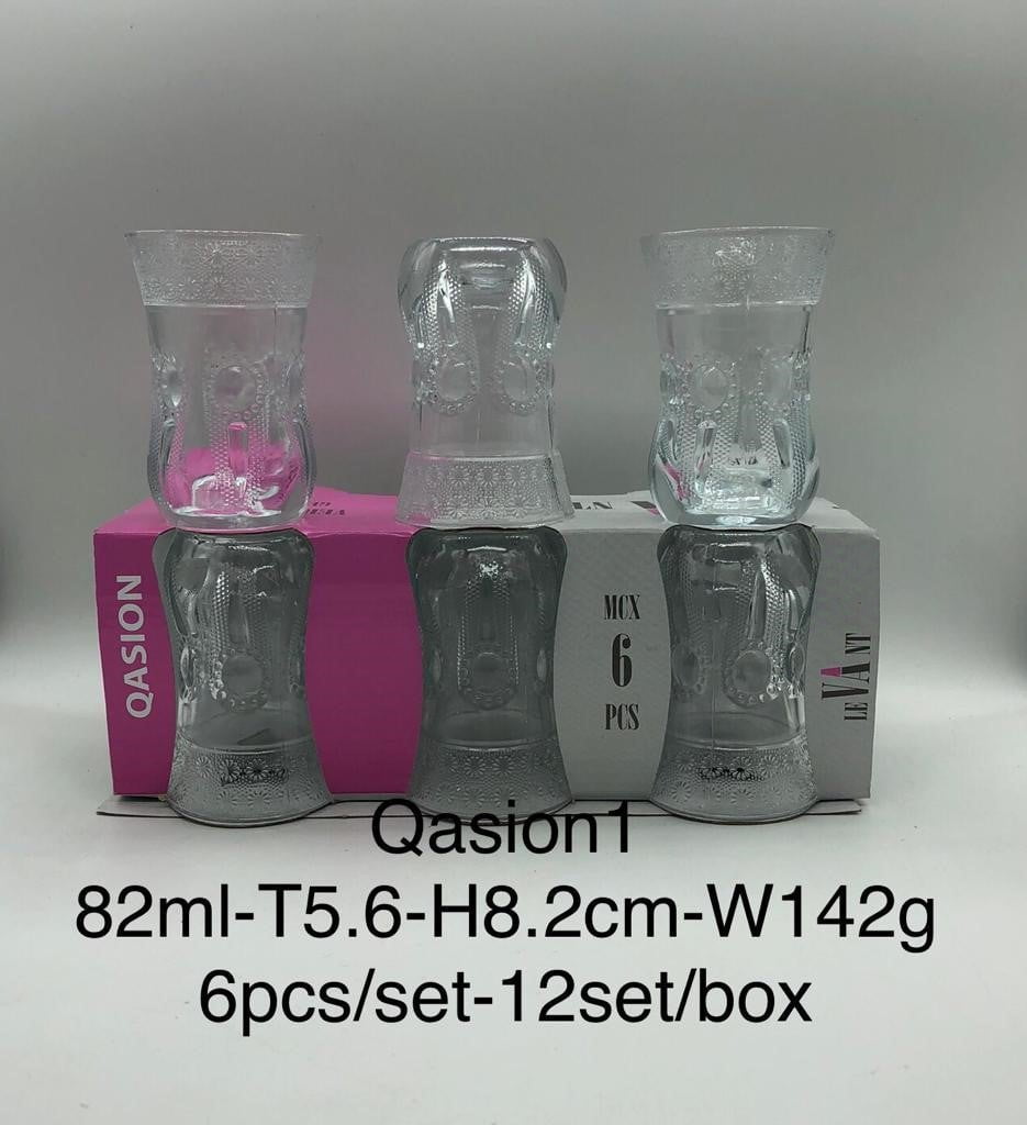 Qasion1 Tea Glass 6Pcs Set 82ml 6018 (Parcel Rate)