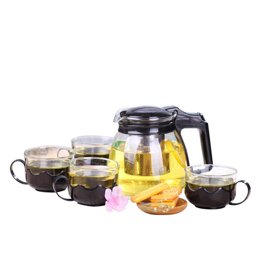 Glass Teapot and Cups Set of 5 6670 (Parcel Plus Rate)