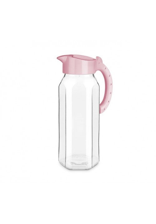 TTZ Ala Glass Water Drinking Jug with Long Plastic Handle and Attached Lid 1.5L Assorted Colours KC102 (Parcel Plus Rate)