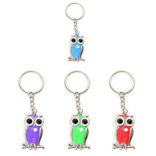 Metal Owl Keychains Keyring 4.5 cm Assorted Colours 2522 A  (Large Letter Rate)