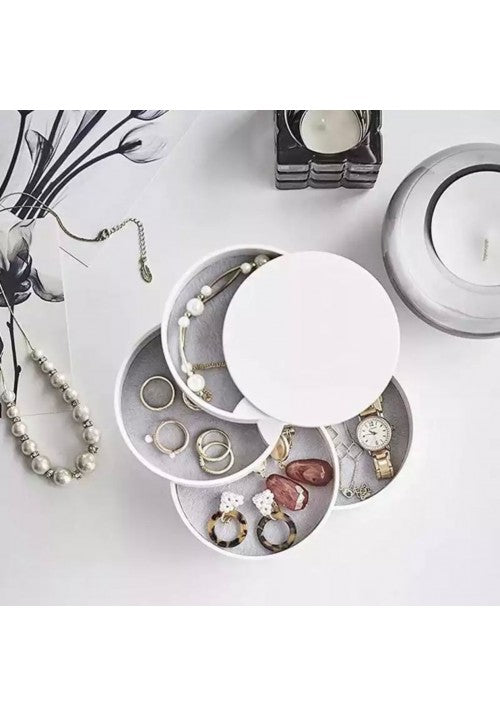 Monar Round 4 Tier Jewellery Accessory Organiser Plastic White MA110 (Parcel Rate)