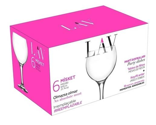 Boxed Set Of 6 Misket Red Wine Glasses 645cc MIS590F (Parcel Rate)