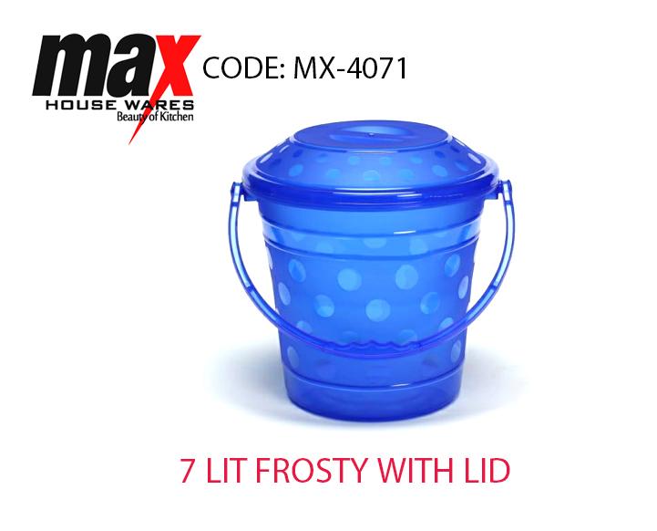 7 Litre Frosted Bucket With Handle And Lid Kitchen Home MX4071 (Parcel Rate)p