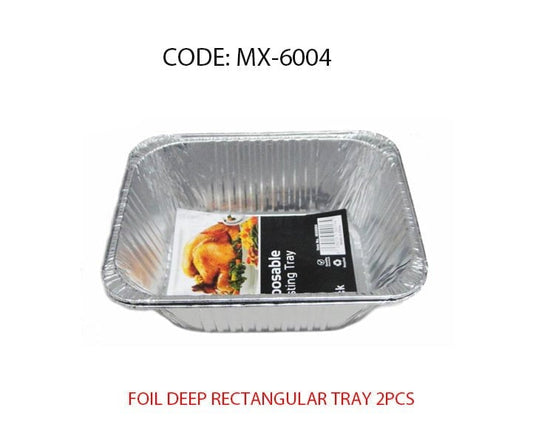 Disposable Deep Rectangular Aluminium Foil Roasting Tray 32 x 26 x 10 cm Pack of 2 MX6004 A (Parcel Rate)