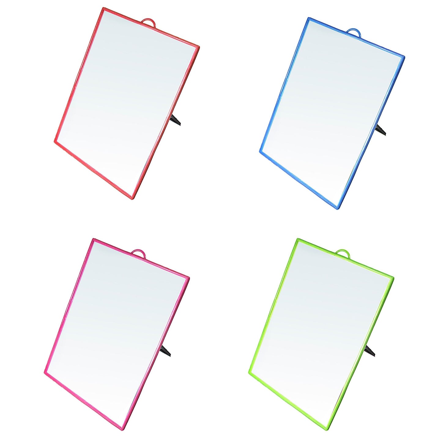 Desk Table Plastic Coloured Border Square Shaped Mirror 23cm x 30cm 0177 (Large Letter Rate)