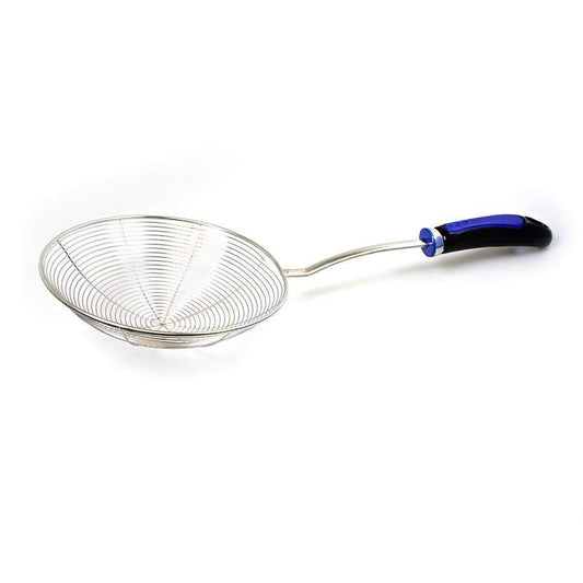 Metal Frying Oil Drainer Net Scoop  Strainer with Plastic Handle 40cm 0672 (Parcel Rate)