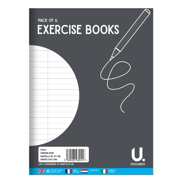 Exercise Books 16 Sheets 20 x 15 cm Pack of 6 P1003MP (Parcel Rate)