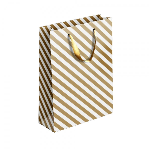 Gold / Silver Patterned Paper Gift Bag Medium Assorted Designs P1910 (Parcel Rate)