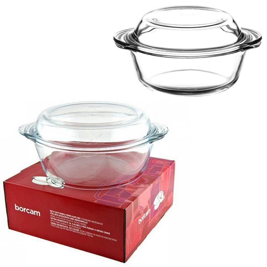 PB Borcam Round Glass Casserole Dish with Cover 2.1 Litre 59003 (Parcel Plus Rate)