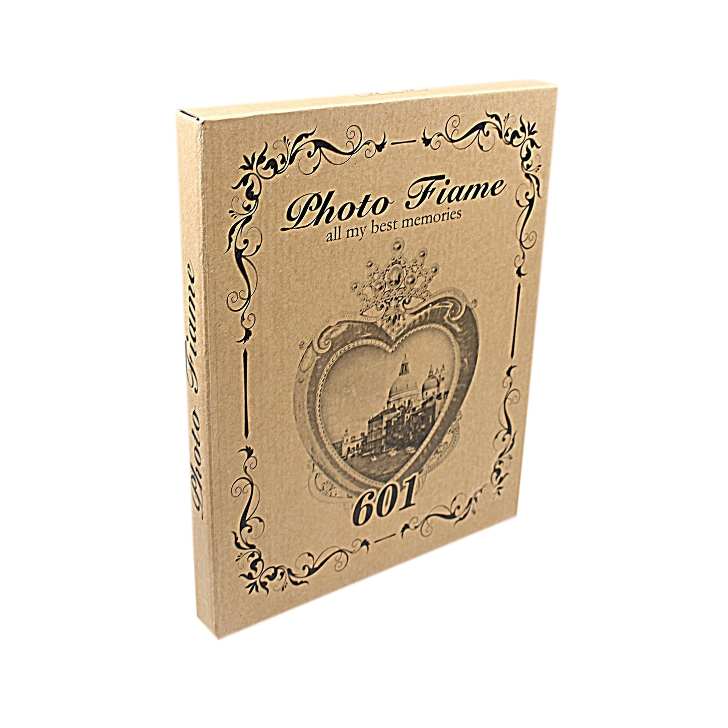 Vintage Retro Heart Shaped Photo Frame With Crown Detail 20cm 4062 (Parcel Rate)