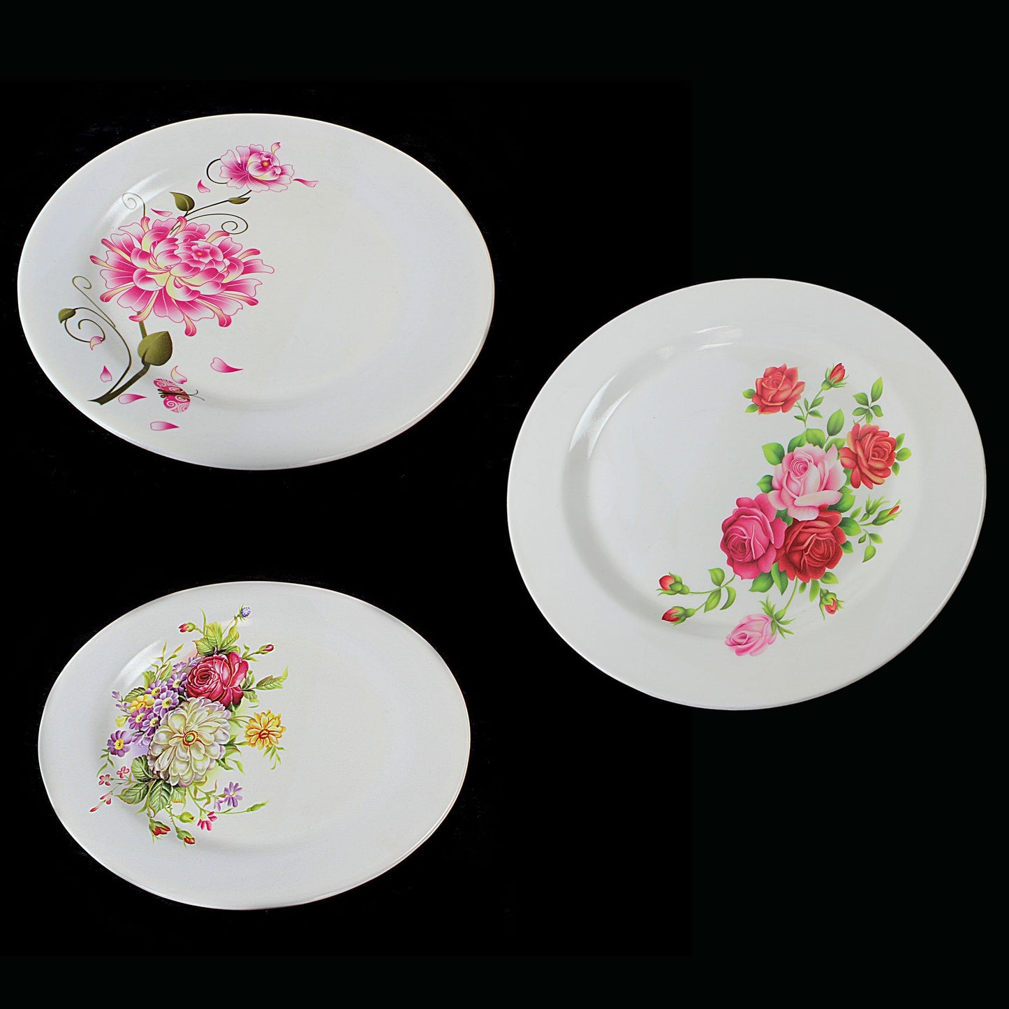 Plastic Plate with Printed Floral Design 20 cm Assorted Designs 2780 (Parcel Rate)