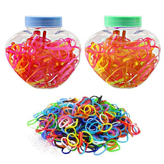 Plastic Hair Tie Bobble Elastic in Heart Shaped Bottle Assorted Colours 3056 (Large Letter Rate)