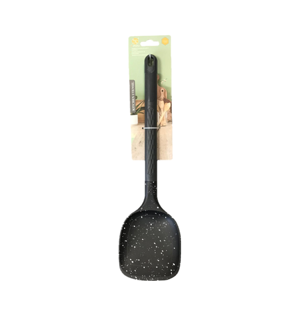 Plastic Cooking Spatula 10 x 35 cm Speckled Black SG3003 (Parcel Rate)