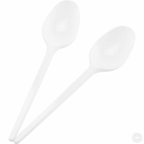 Reusable White Plastic Spoons Pack of 60 White ST80500 (Parcel Rate)