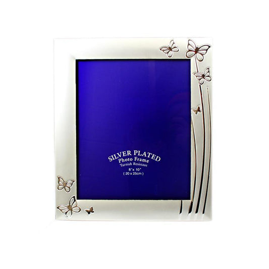 Silver Plated High Quality Photo Picture Frame Butterfly Design 8'' x 10'' 0699 (Parcel Rate)