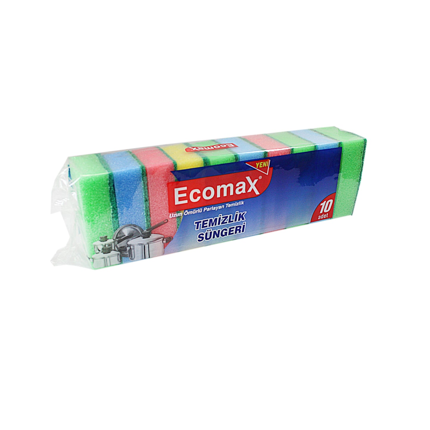 Ecomax Double Sided Kitchen Washing Up Sponges Scourers Pack of 8 EC1476 (Parcel Rate)p