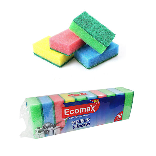 Ecomax Double Sided Kitchen Washing Up Sponges Scourers Pack of 8 EC1476 (Parcel Rate)p