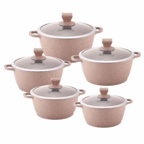 SQ Professional 5Pc Nea Marfil Stone Marble NonStick StockPot 5 Pack P97017 (Big Parcel)