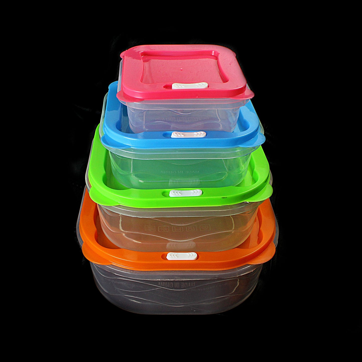 Plastic Square Food Storage Containers Set of 4 0401 (Parcel Rate)