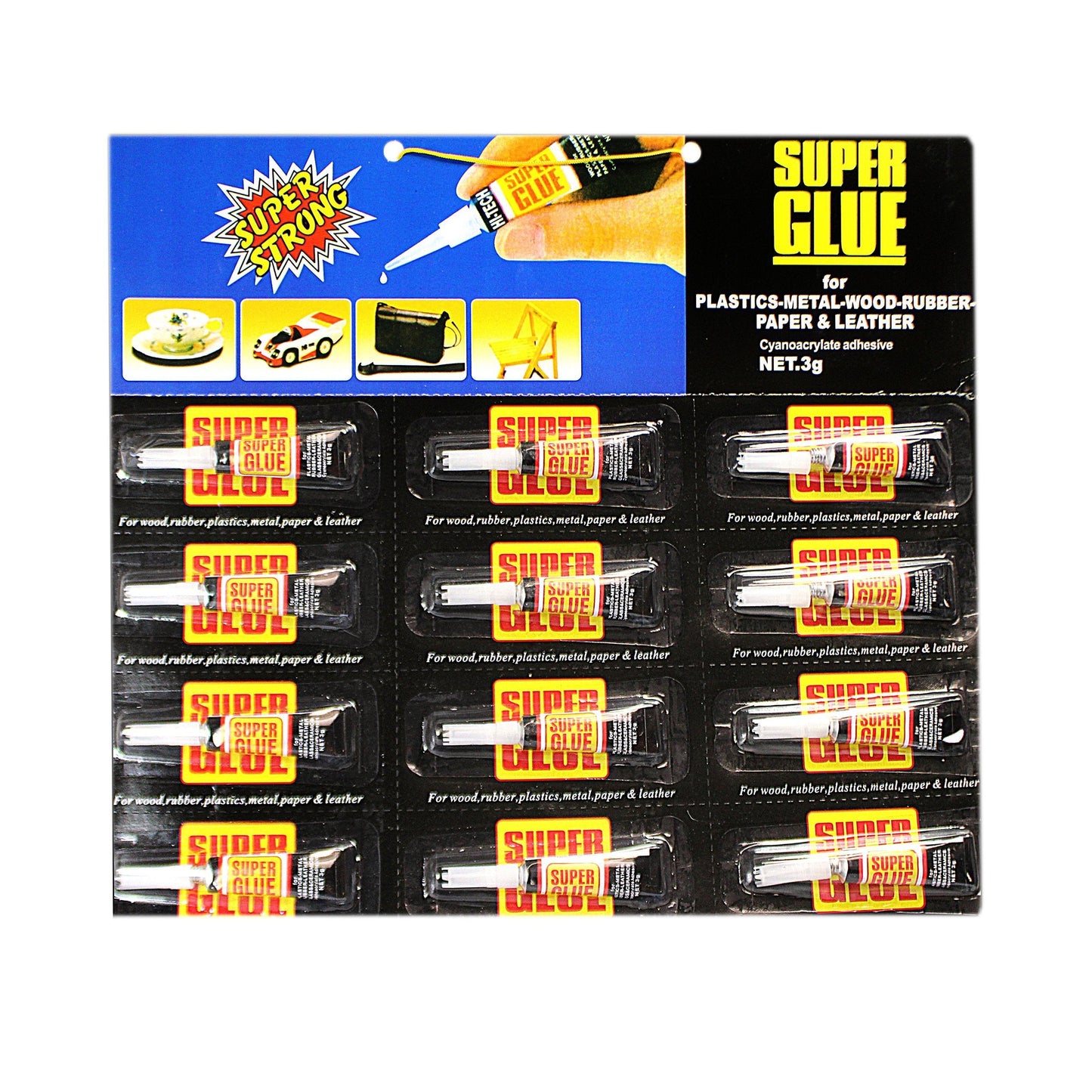 Card of 12 Super Glue Tubes 0001 (Large Letter Rate)