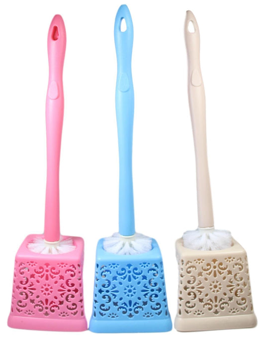 Bathroom Toilet Plastic Toilet Brush Lace Style 50 cm Assorted Colours 5193 (Parcel Rate)