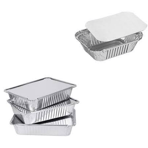 Aluminium Foil Containers with Lids 12 x 6 cm Pack of 4 MX6014 (Parcel Rate)