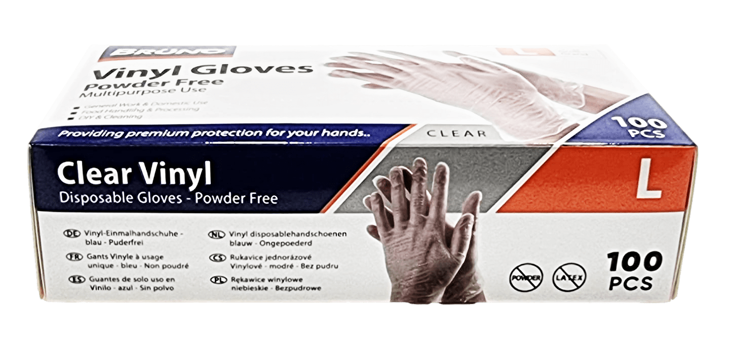 100 Large Disposable Vinyl Clear Examination Gloves Powder Free Latex Free Gloves VG003 (Parcel Rate)