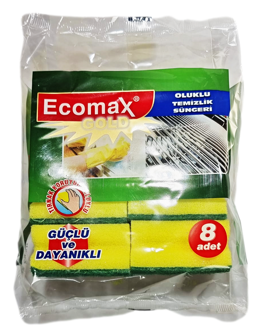 Pack Of 8 Ecomax Sponges Kitchen Essential ECG-110L01 (Parcel Rate)P