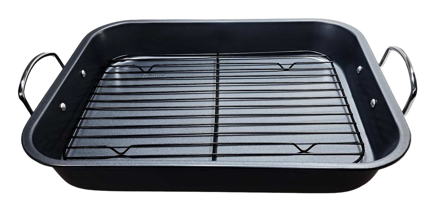 SQ Professional Non Stick Roasting Tray with Rack 37 x 29 x 5.5 cm / 3.5L 3164 (Parcel Rate)